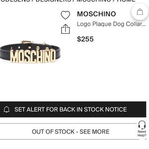 MOSCHINO
Logo Plaque Dog Collar Brand new, never used plastic still on lettering